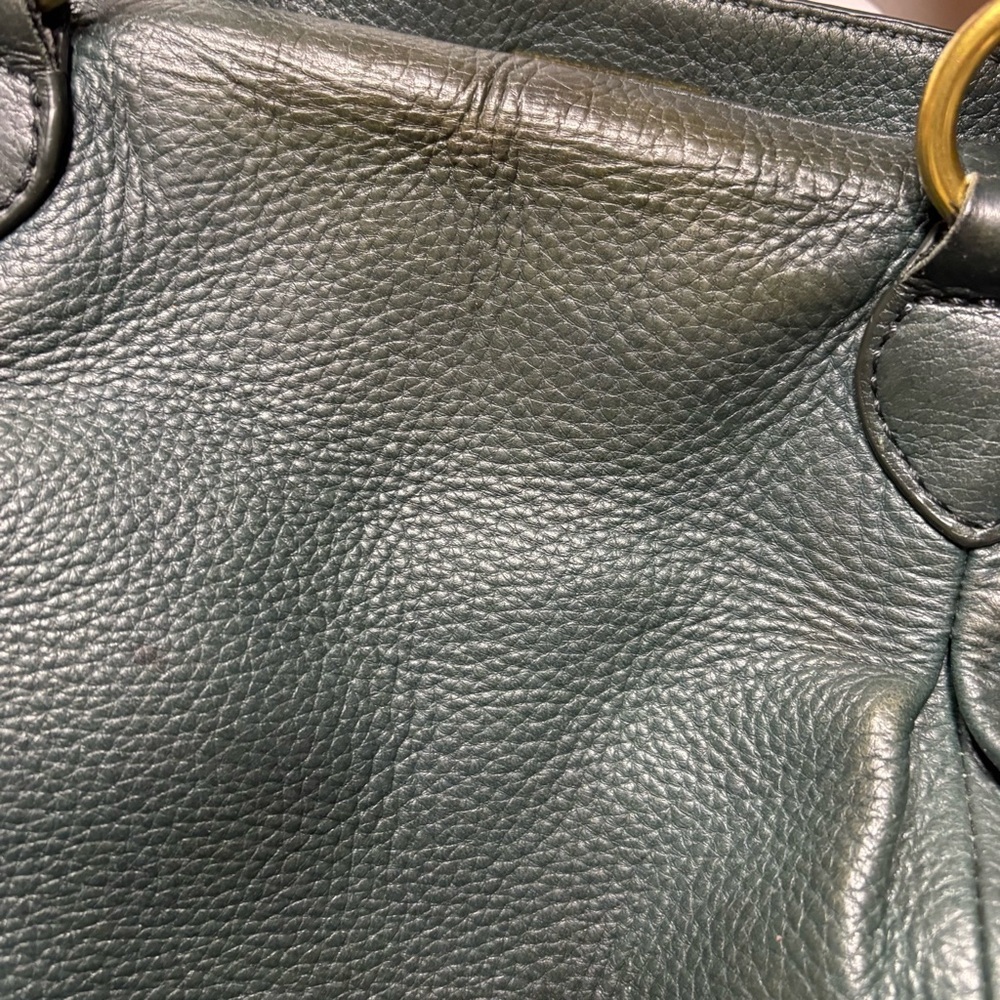 J. CREW Forest Green Pebbled Leather Brompton Hobo Satchel Crossbody Bag Purse - Picture 11 of 13